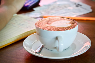 Coffee cup hot breakfast in the morning 