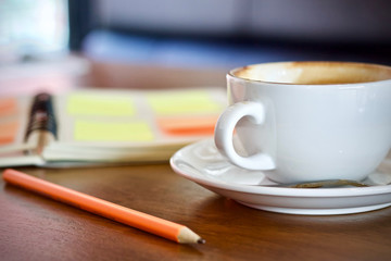 Coffee cup hot breakfast in the morning 