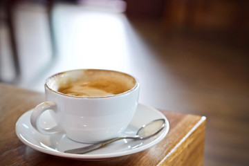 Coffee cup hot breakfast in the morning 