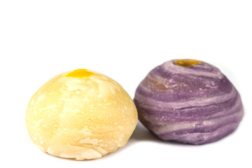 Chinese pastry isolated on white background , selective focus