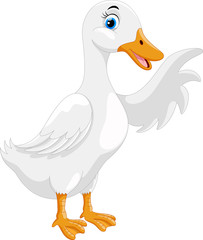 Cute duck cartoon waving