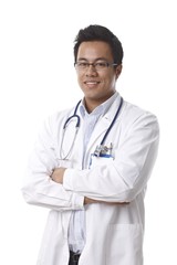 Portrait of confident young male doctor