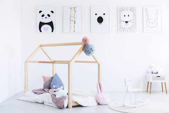 Rocking horse and child's bed