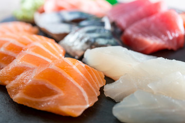 Japanese food fresh raw fish mixed sashimi