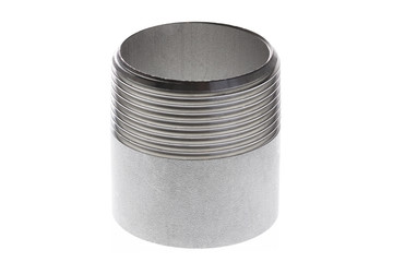 Stainless steel the threaded spigot fitting is isolated on white background.