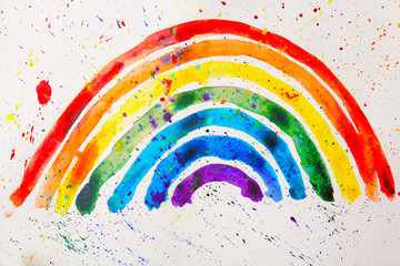 Fototapeta premium Watercolor rainbow on white background