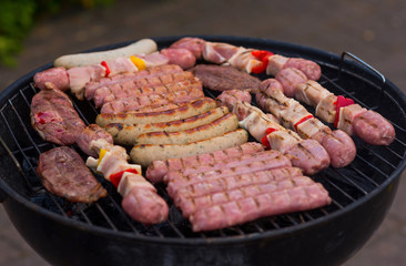 Meat roast on fire..