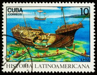 Shipwreck of Columbus's ship in New World