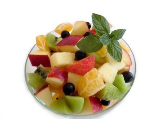 fruit salad isolated on white background