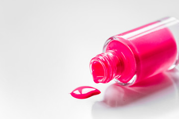 Close up of nail polish in bottles white background space for te