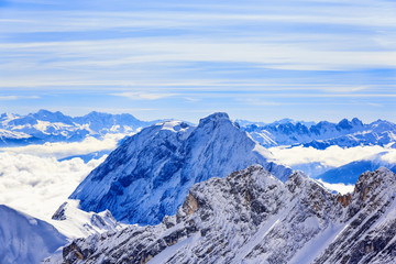 Winter landscape with view to the Zugspitze	