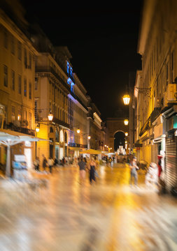 Night street at Lisbon. Rua dos Sapateiros.