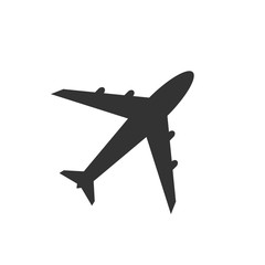 Airplane icon, black isolated on white background, vector illustration.