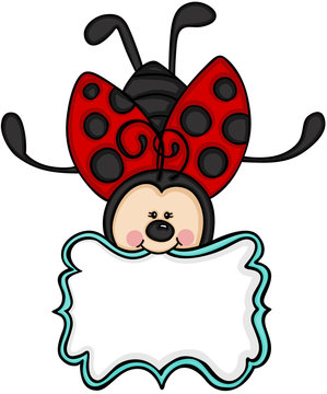 Cute ladybug with blank label sticker