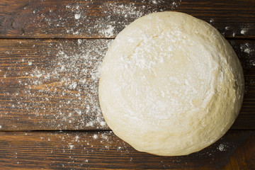dough with close-up. man is preparing bread dough