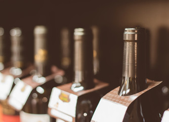 Wine bottles in the wine store.