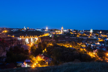 Kamianets-Podilskyi at night, Ukraine