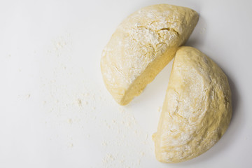 dough with close-up. man is preparing bread dough