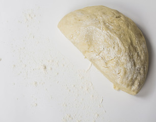 dough with close-up. man is preparing bread dough