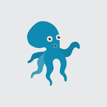 Funny cartoon octopus on white background