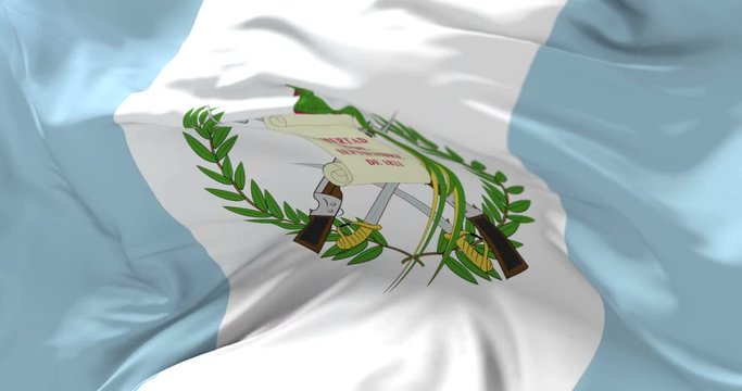 Guatemalan waving at wind with blue sky, loop