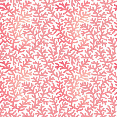 Seamless (you see 4 tiles) elegant coral garden abstract pattern, print, wallpaper, swatch, texture, or background
