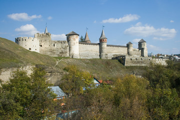 Naklejka premium Summer view to castle in Kamianets-Podilskyi