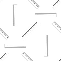 Straightedge symbol. Ruler icon seamless pattern on white background. Flat design. Vector Illustration