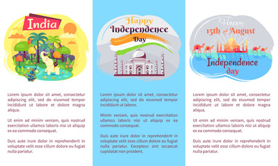 Idependence Day of India Set of Banners with Text