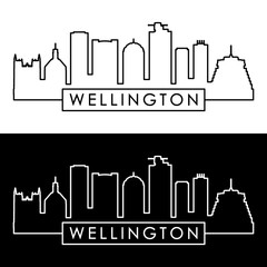 Fototapeta premium Wellington skyline. Colorful linear style. Editable vector file.