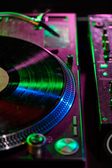 Fototapeta na wymiar Sound mixer with vinyl