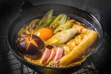 味噌煮込みうどん　Miso stew noodles Japanese food