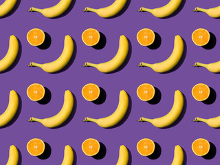 pattern with bananas and oranges
