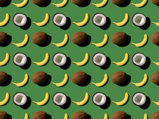 pattern with bananas and coconuts