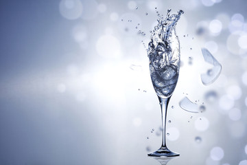 Silver sealed champagne on a background with space for advertising text 