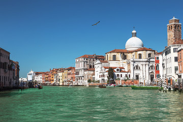 Fototapeta na wymiar View of the Grand Canal on a sunny day, Venice, Italy