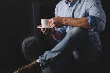 man drinking coffee