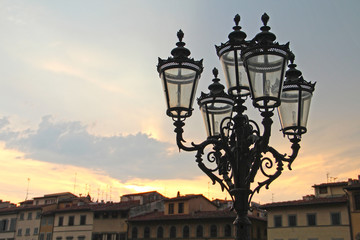 Fototapeta na wymiar lanterns of florence at sunset