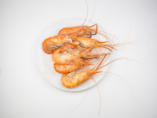 close up boiled River shrimp