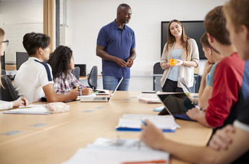 College Student Making Presentation In CAD/3D Printing Class