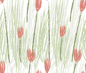 Expresive flower vector pattern. Freehand.