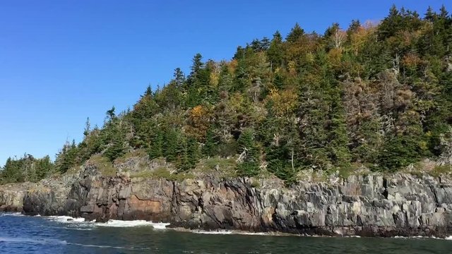 Acadia National Park coastal line from the sea.