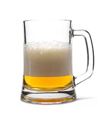 Cold beer in glass isolated on white background