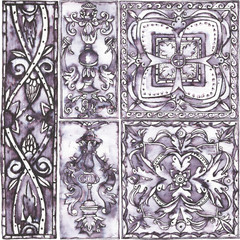 Watercolor seamless ornate vintage background