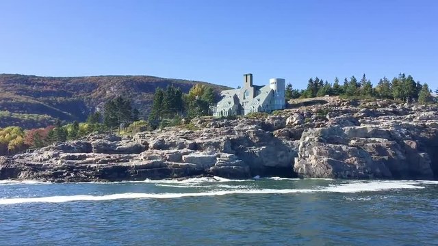 Acadia National Park coastal line from the sea.