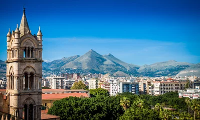 Tuinposter Uitzicht vanaf het dak van de kathedraal van Palermo, Sicilië, Italië © AnneSophie