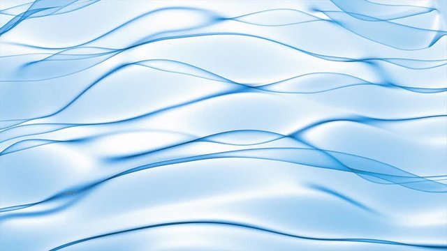 Abstract blue wave in the slow motion on the white background