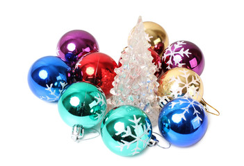 Christmas balls on white background