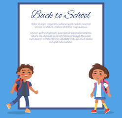 Back to School Poster with Brunette Girl and Boy