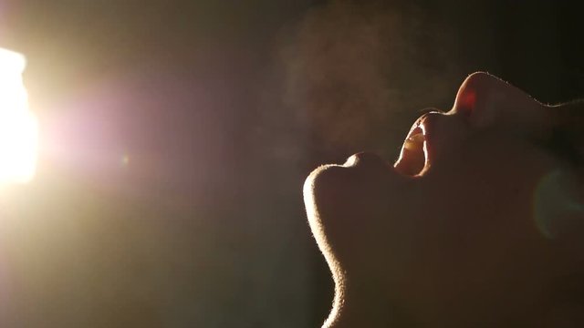 attractive woman singing song
